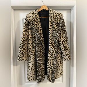 Topshop animal print fur coat
